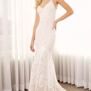 Flynn white lace maxi dress